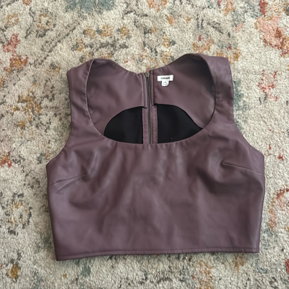 Garage pleather purple top never worn